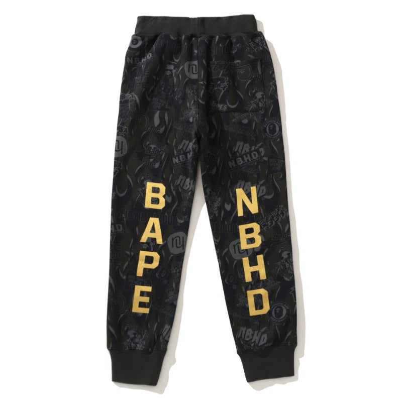 Bathing Ape Pant Joint Golden Skull Shark Head Letter Printed Drawstring Casual Pants