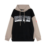 C.e hoodie autumn winter c.e patch color block terry hooded sweatshirt