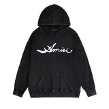Amiri washed hoodie smoke letter washed distressed printing