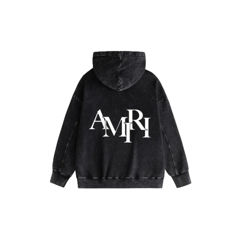 Amiri washed hoodie colorful overlapping letter printing