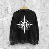 Amiri washed sweatshirt star shield printing washed and distressed
