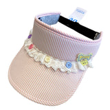 Y2k hot girl hat heavy industry cartoon lace button stripes empty top hat sun protection uv sun hat