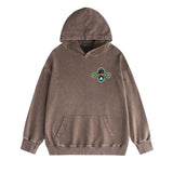 Amiri washed hoodie gray wolf cross printing distressed printing