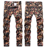 Mens Fashion Jeans Black paintbrush graffiti 8838#