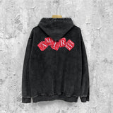 Amiri washed hoodie silver ring snake letter distressed printing
