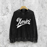 Amiri washed sweatshirt elegant letter printing washed and distressed