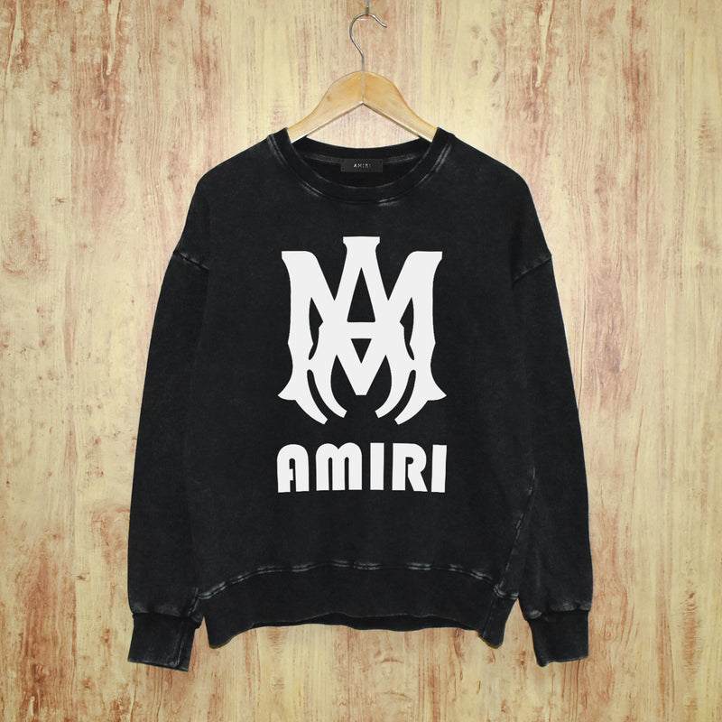 Amiri washed sweatshirt large simple logo printing washed distressed sweatshirt