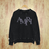 Amiri washed sweatshirt all gray overlapping letterprinting washed and distressed