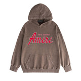 Amiri washed hoodie with pure letter distressed printing