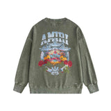 Amiri washed sweatshirt five-star rose printing washed and distressed