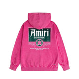 Amiri washed hoodie flower diamond nameplate distressed printing