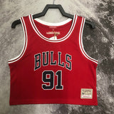 NBA jerseys women's navel retro jersey: bulls, red 91, rodman