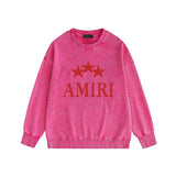 Amiri washed sweatshirt red pentagram print washed old