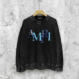 Amiri washed sweatshirt cashew flower overlapping letter print washed old