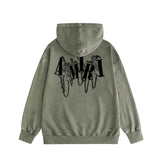 Amiri washed hoodie chain letter distressed printing