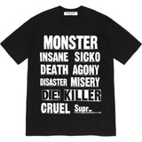 Men T-shirts 21FW Monster Tee Monster Alphabet Slogan Crew Neck Short Sleeve T-Shirt