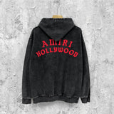 Amiri washed hoodie hollywood pure letter distressed printing
