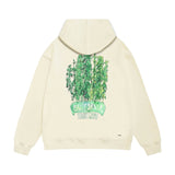 Amiri hoodie green leaf letter print