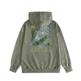 Amiri washed hoodie black panther washed distressed printing