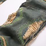 Mens Fashion Jeans Damaging embroidery 5717#