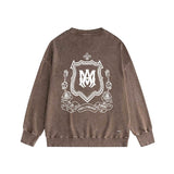 Amiri washed sweatshirt flower shield printing washed and distressed