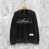 Amiri washed sweatshirt needle thread alphabet print washed old