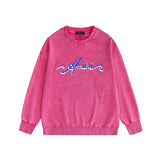 Amiri washed sweatshirt blue art word printing washed and distressed