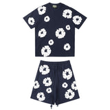 Denim Tears T Shirt ShortsPuff Print Short Sleeve T-shirt Loose Couple Shorts Suit(Options need to be purchased separately)
