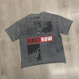 First Row T Shirts BREAKING NEWS BURNING FLAMES CROPPED TEE Fashion Hot Diamond Trend Brand
