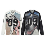 Men's long sleeve shirt - gt retro west coast sports jersey style - hip hop dog design