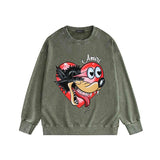 Amiri washed sweatshirt heart wolf head printing washed and distressed