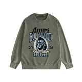 Amiri washed sweatshirt blue lion printing washed and distressed