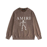 Amiri washed sweatshirt skull puppet printing washed and distressed