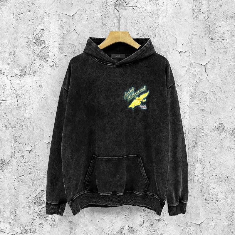 Amiri washed hoodie star point wings printing distressed printing