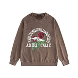 Amiri washed sweatshirt rose printing washed and distressed