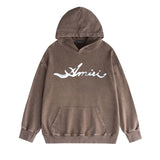 Amiri washed hoodie smoke letter washed distressed printing