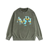 Amiri washed sweatshirt gradient overlapping letterprinting washed and distressed