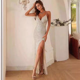 Women Party Dress One-Shoulder Sequined Evening Gown for Banquet (Ss0416)
