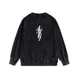 Amiri washed sweatshirt vertical small overlapping letter print washed old