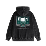 Amiri washed hoodie flower diamond nameplate distressed printing