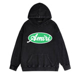 Amiri washed hoodie oval letter distressed printing