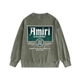 Amiri washed sweatshirt flower diamond nameplate printing washed and distressed