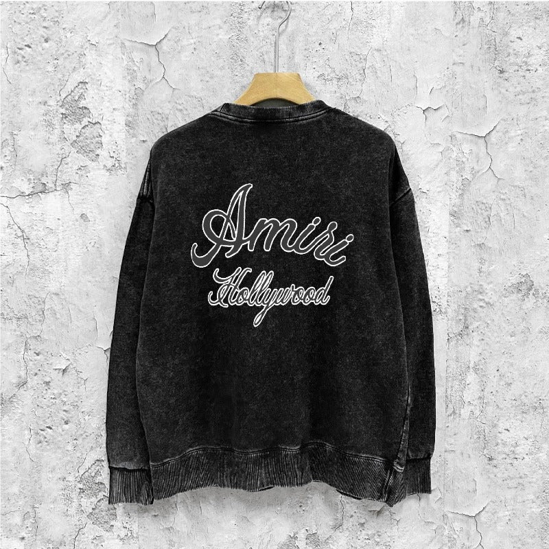 Amiri washed sweatshirt letter-filled printing washed and distressed