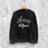 Amiri washed sweatshirt letter-filled printing washed and distressed