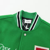 Rhude Jacket Letter Patch Embroidered Splicing Leather Sleeve Baseball Jacket