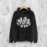 Amiri washed hoodie morning glory printing distressed printing