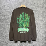 Amiri long sleeve shirts green leaf letterprinting