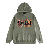 Amiri washed hoodie gold snake distressed print