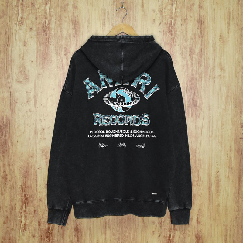 Amiri washed hoodie earth letter washed and distressed printing