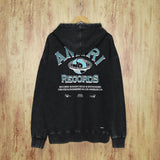 Amiri washed hoodie earth letter washed and distressed printing